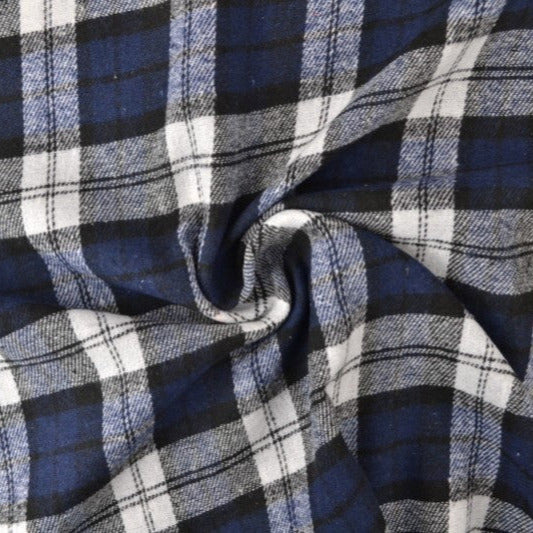 MÖRKBLÅ OCH VIT SKOTTSKRUTIG FLANELL