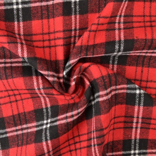 RÖD, SVART OCH VIT SKOTTSKRUTIG FLANELL
