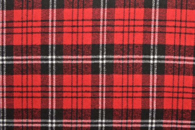 RÖD, SVART OCH VIT SKOTTSKRUTIG FLANELL