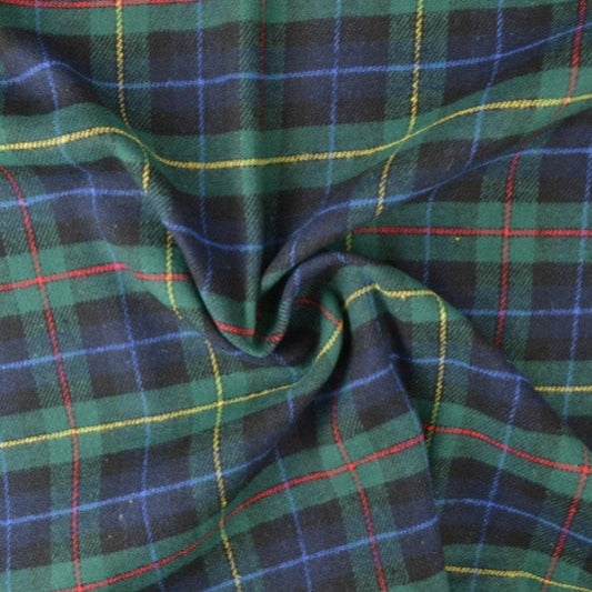 SVART OCH GRÖN SKOTSKRUTIG FLANNEL M. BLÅ RÖDA OCH GULA RÄNDER