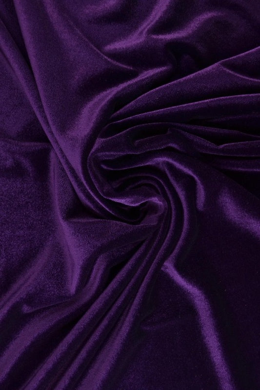 MÖRK LILA VELOUR MED STRETCH – MJUK STICKAD KVALITET