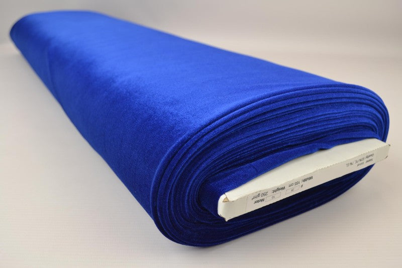 MÖRKBLÅ VELOUR MED STRETCH – MJUK STICKAD KVALITET