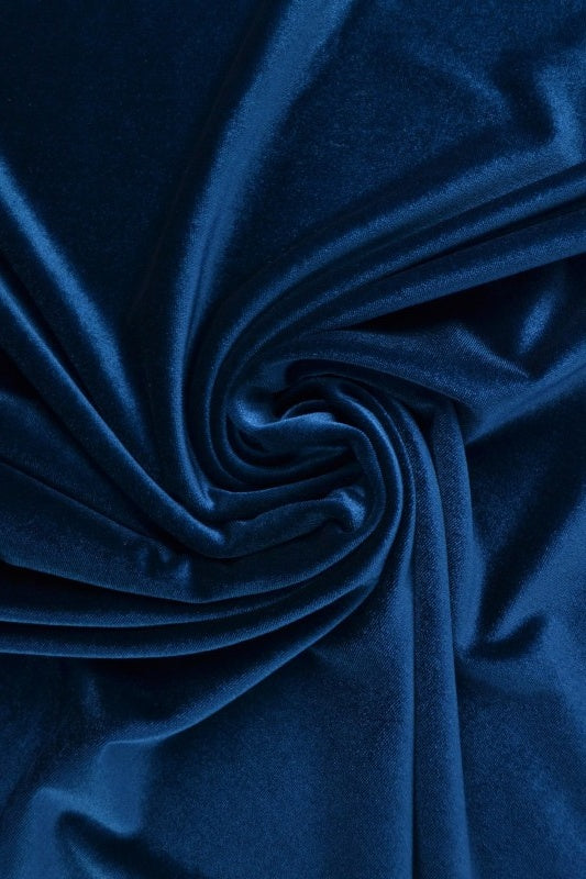 MÖRK PETROLEUMSBLÅ VELOUR MED STRETCH – MJUK STICKAD KVALITET