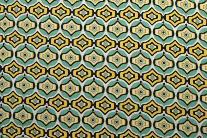VISCOSETYG MED TURKOS OCH GULT GEOMETRISKT BÅGE TRYCK