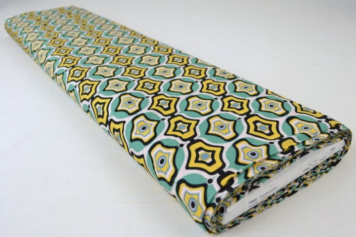 VISCOSETYG MED TURKOS OCH GULT GEOMETRISKT BÅGE TRYCK