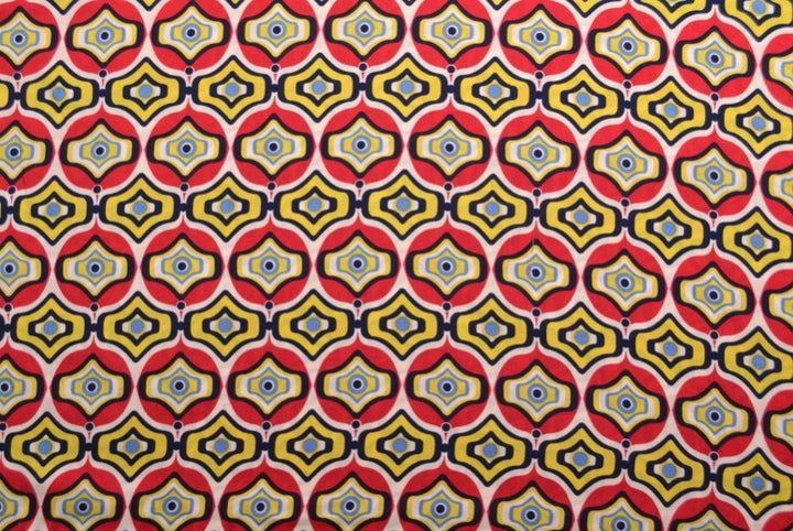 VISCOSETYG MED RÖTT OCH GULT GEOMETRISKT BÅG TRYCK