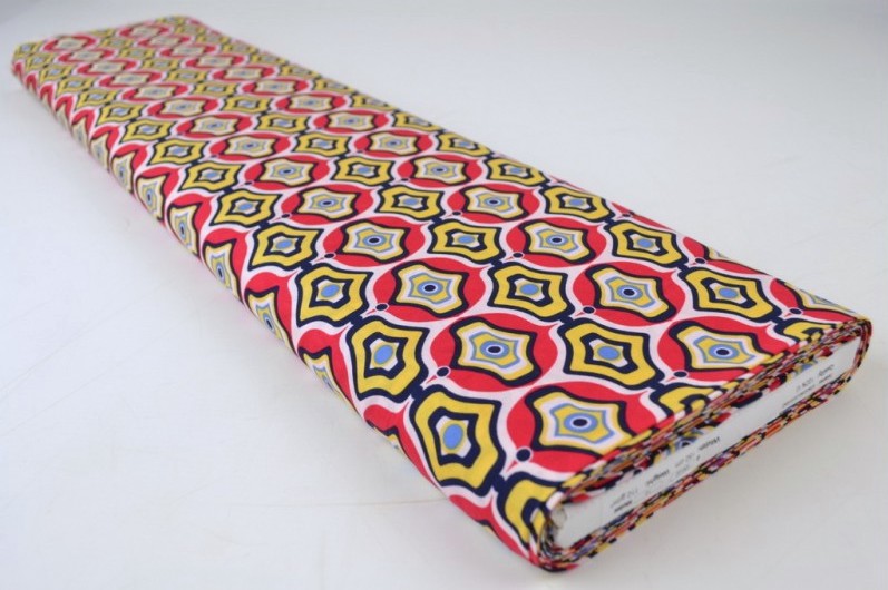 VISCOSETYG MED RÖTT OCH GULT GEOMETRISKT BÅG TRYCK