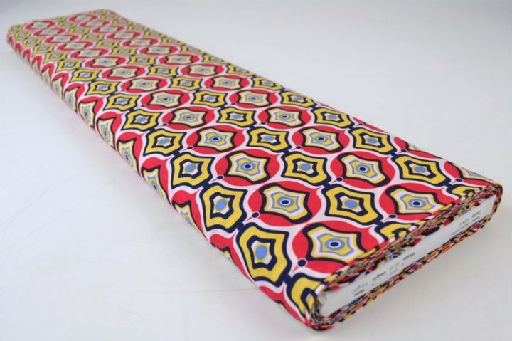 VISCOSETYG MED RÖTT OCH GULT GEOMETRISKT BÅG TRYCK