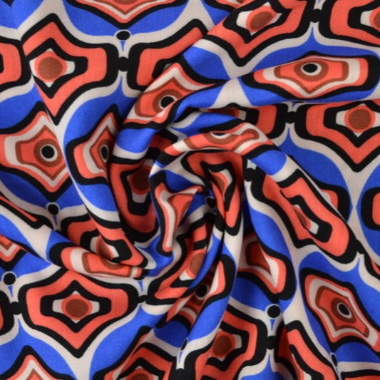 VISCOSETYG MED RÖTT OCH BLÅTT GEOMETRISKT BÅGE TRYCK