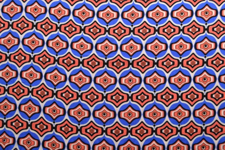 VISCOSETYG MED RÖTT OCH BLÅTT GEOMETRISKT BÅGE TRYCK