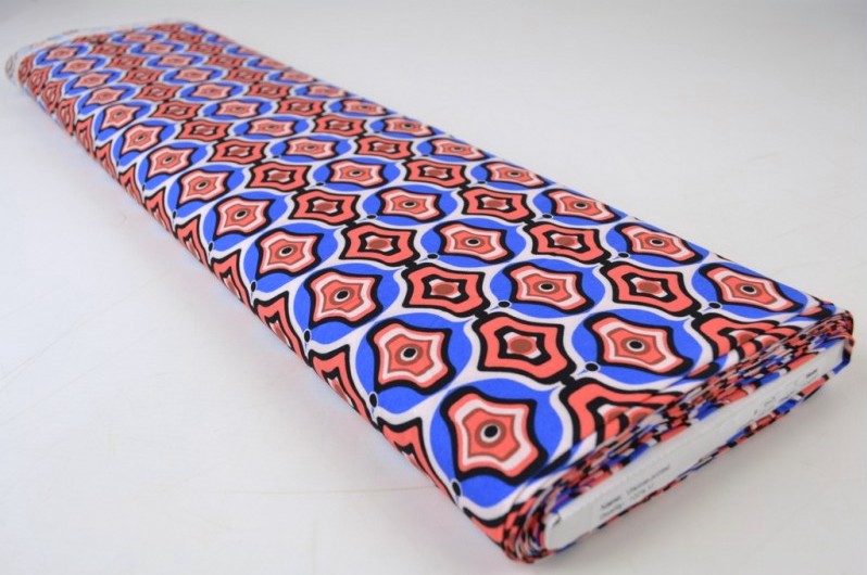 VISCOSETYG MED RÖTT OCH BLÅTT GEOMETRISKT BÅGE TRYCK