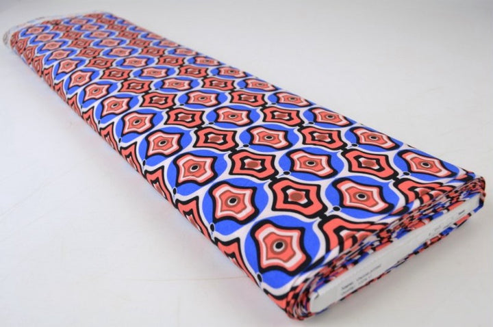 VISCOSETYG MED RÖTT OCH BLÅTT GEOMETRISKT BÅGE TRYCK