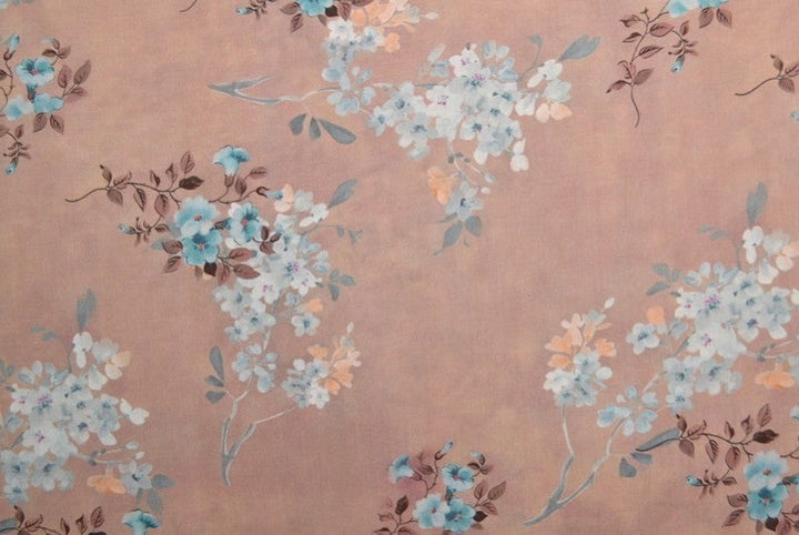 VINTAGE ROSA VISCOSETYG MED LJUSA BLOMMOR - DIGITAL TRYCK