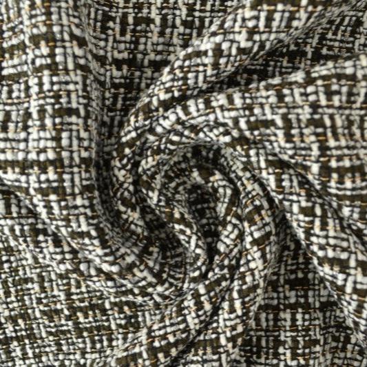 SVART OCH VIT ULL/POLYESTER TYG TWEEDSTRUKTUR