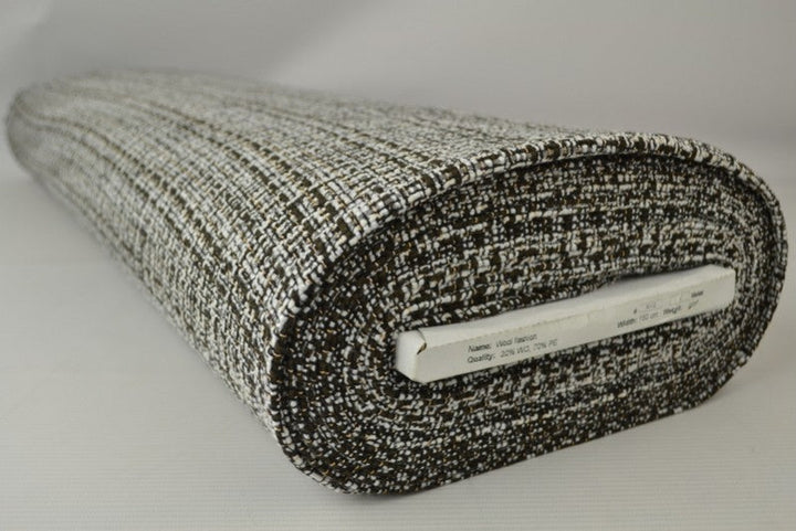 SVART OCH VIT ULL/POLYESTER TYG TWEEDSTRUKTUR