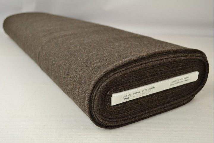 BRUN ULL/POLYESTER TYG MED TWEEDSTRUKTUR OCH SILLBENSMÖNSTER