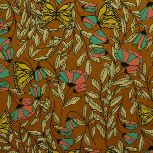 OKKERGUL BOMULLSTRÖJA MED FJÄRILAR