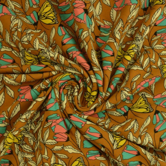 OKKERGUL BOMULLSTRÖJA MED FJÄRILAR