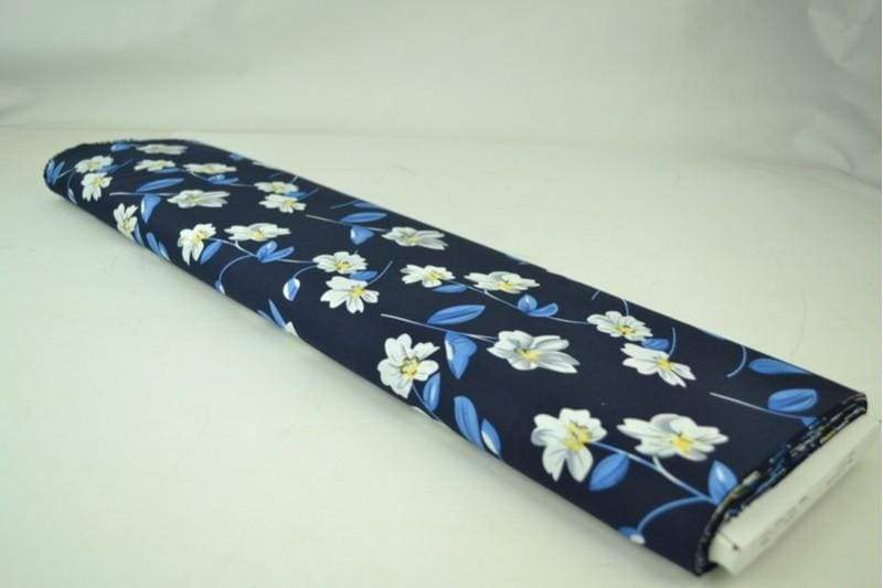 G&M Bomuldspoplin NAVY BOMULDSPOPLIN MED HVID BLOMSTERPRINT