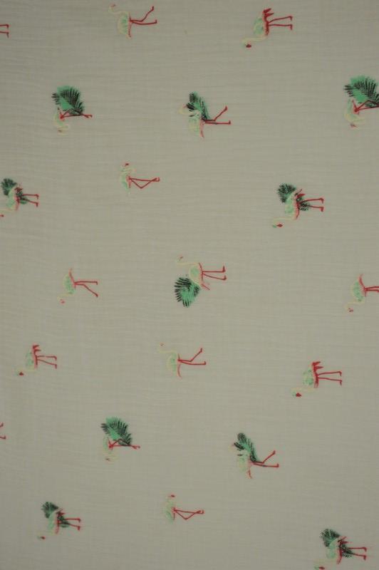 HVID MUSSELIN M FLAMINGOPRINT