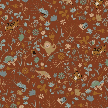 G&M Økologisk bomuldspoplin ØKO POPLIN PRINT JUNGLE TERRACOTTA