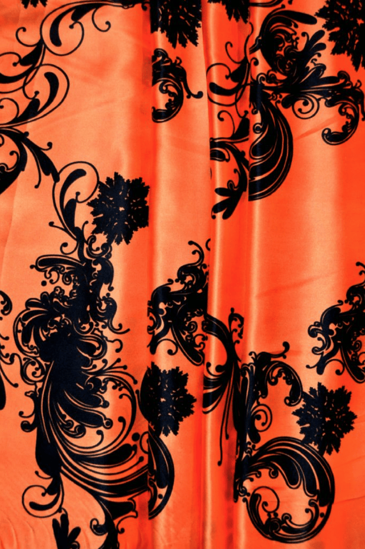 G&M Silke ORANGE SILKE MED BLOMSTER