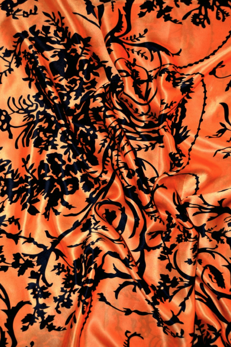 G&M Silke ORANGE SILKE MED BLOMSTER