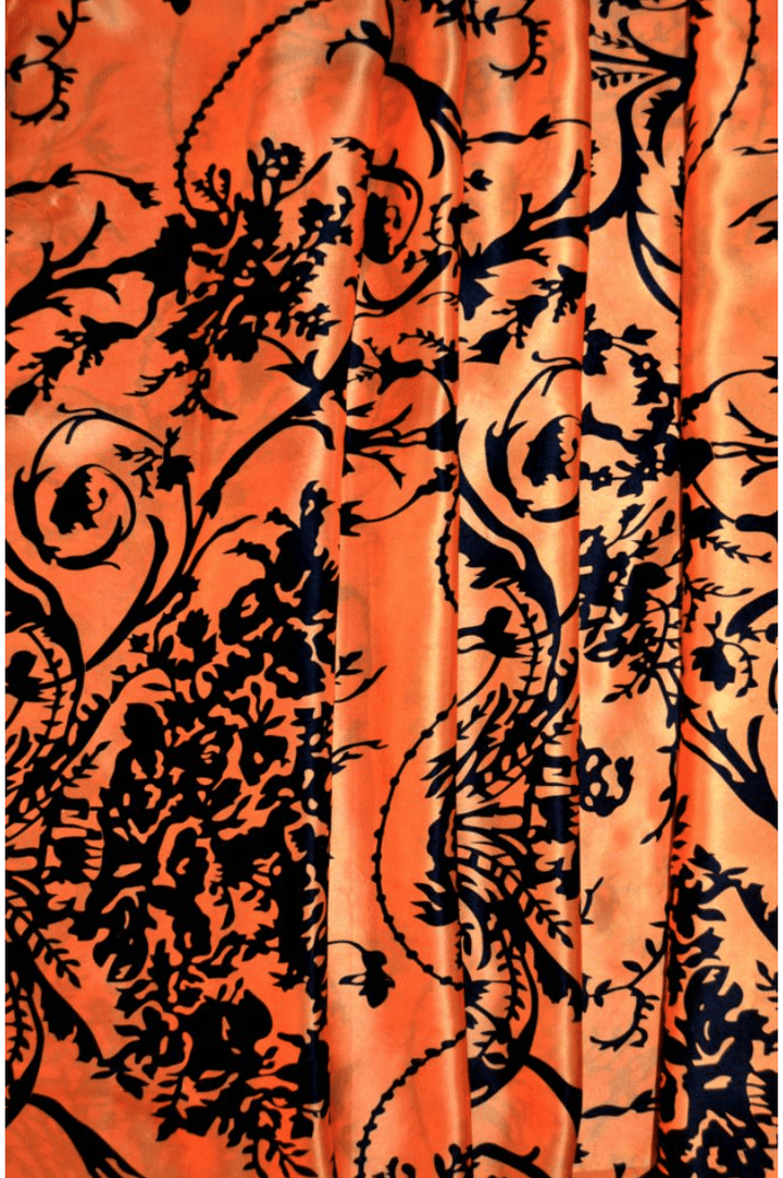 G&M Silke ORANGE SILKE MED BLOMSTER